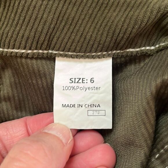 DOKOTOO Dark Olive Green Corduroy Cargo Pants Size 6 - Picture 5 of 6